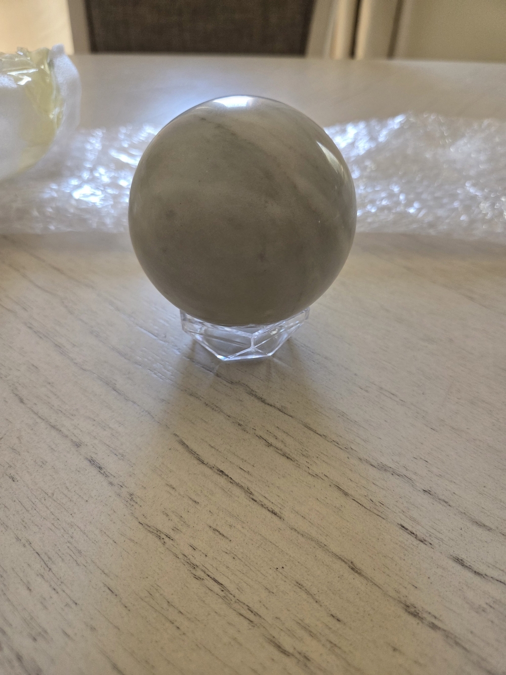 Sirizen-Diving White Marble Decorative Sphere, 8cm Natural Stone Orb